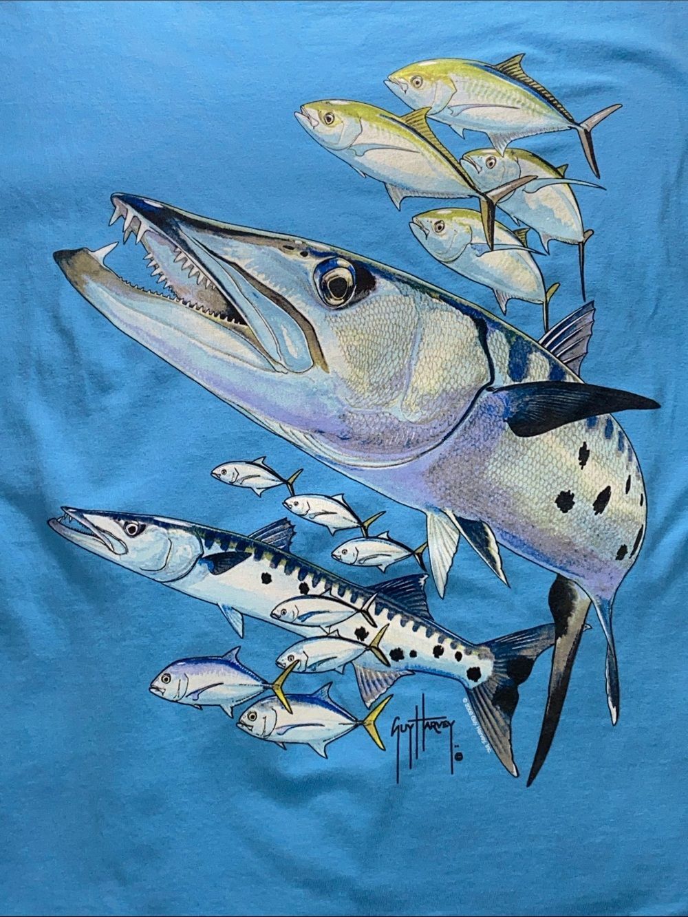 Guy Harvey Blue Fishing Graphic Tee 2X Men’s – Fish Illustration T-Shirt